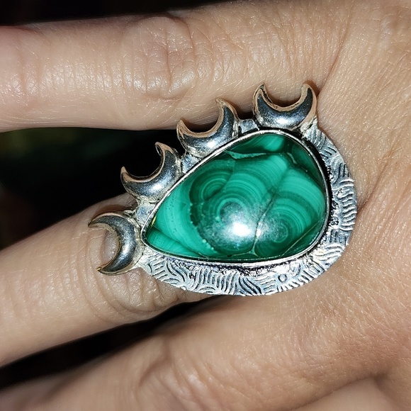 New Sterling silver Malachite ring size 8 - Picture 7 of 8
